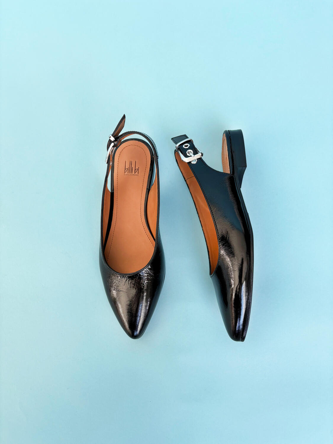 A16302 slingback ballerinasko - Black Naplack 260